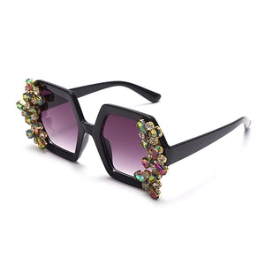 Diamond Sunglasses Women Oversized Square Rhinestone Sun Glasses Shiny Crystal Gafas Shades UV400 Ladies Eyewear