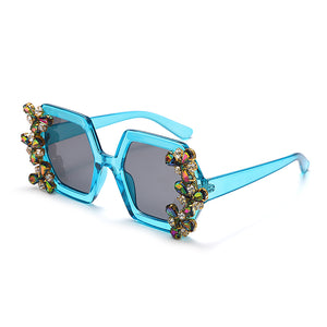 Diamond Sunglasses Women Oversized Square Rhinestone Sun Glasses Shiny Crystal Gafas Shades UV400 Ladies Eyewear
