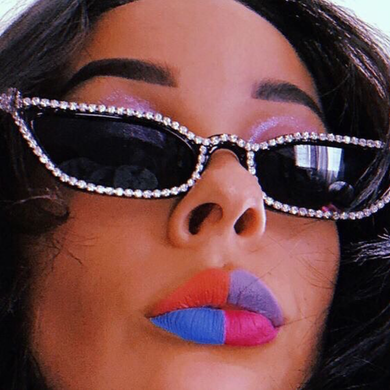 Diamond Sunglasses Women Rhinestone Shades Cat Eye Small Frame Sun Glasses Female  Designer crystal Eyewear UV400