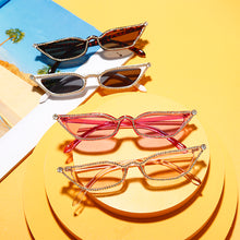 Load image into Gallery viewer, Diamond Sunglasses Women Rhinestone Shades Cat Eye Small Frame Sun Glasses Female  Designer crystal Eyewear UV400