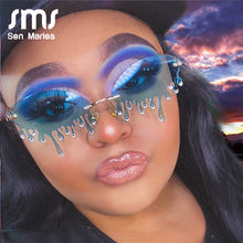 Load image into Gallery viewer, Diamond Sunglasses Women Vintage Unique Tears Shape Punk Sunglasses Rimless Crystal Eyeglasses Female Gafas Shades UV400