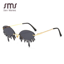 Load image into Gallery viewer, Diamond Sunglasses Women Vintage Unique Tears Shape Punk Sunglasses Rimless Crystal Eyeglasses Female Gafas Shades UV400