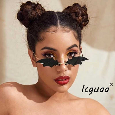 Bat Sunglasses Women Rimless Eyeglass Vintage Mirror Frameless Eyewears okulary przeciwsloneczne damskie