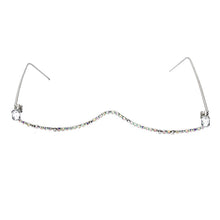 Load image into Gallery viewer, Diamond eyeglasses Alloy Frame for Women green and Red Pink Gem Lensless Chain Pendant Half Frame glasses