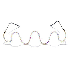 Load image into Gallery viewer, Diamond eyeglasses Alloy Frame for Women green and Red Pink Gem Lensless Chain Pendant Half Frame glasses