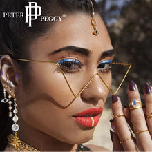 Load image into Gallery viewer, Diamond eyeglasses Alloy Frame for Women green and Red Pink Gem Lensless Chain Pendant Half Frame glasses