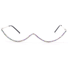 Load image into Gallery viewer, Diamond eyeglasses Alloy Frame for Women green and Red Pink Gem Lensless Chain Pendant Half Frame glasses