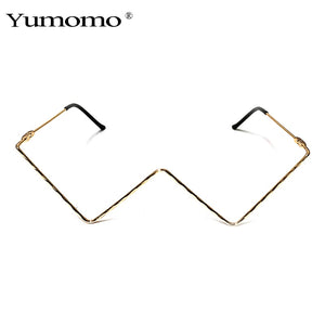 Luxury Fashion Diamond eyeglasses Alloy Frame for Women green and Red Pink Gem Lensless Chain Pendant Half Frame glasses