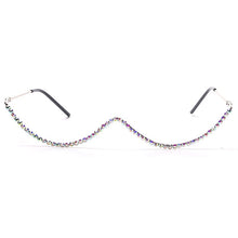 Load image into Gallery viewer, Luxury Fashion Diamond eyeglasses Alloy Frame for Women green and Red Pink Gem Lensless Chain Pendant Half Frame glasses