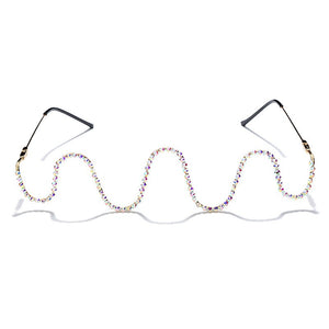 Luxury Fashion Diamond eyeglasses Alloy Frame for Women green and Red Pink Gem Lensless Chain Pendant Half Frame glasses