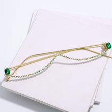 Load image into Gallery viewer, Luxury Fashion Diamond eyeglasses Alloy Frame for Women green and Red Pink Gem Lensless Chain Pendant Half Frame glasses