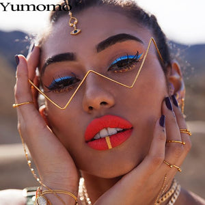 Luxury Fashion Diamond eyeglasses Alloy Frame for Women green and Red Pink Gem Lensless Chain Pendant Half Frame glasses