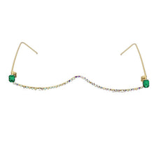 Load image into Gallery viewer, Luxury Fashion Diamond eyeglasses Alloy Frame for Women green and Red Pink Gem Lensless Chain Pendant Half Frame glasses