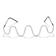 Load image into Gallery viewer, Diamond eyeglasses Alloy Frame for Women green and Red Pink Gem Lensless Chain Pendant Half Frame glasses