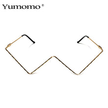 Load image into Gallery viewer, Diamond eyeglasses Alloy Frame for Women green and Red Pink Gem Lensless Chain Pendant Half Frame glasses