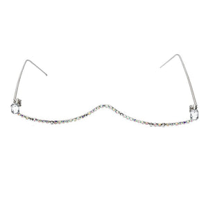 Luxury Fashion Diamond eyeglasses Alloy Frame for Women green and Red Pink Gem Lensless Chain Pendant Half Frame glasses