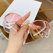 Load image into Gallery viewer, Oversized Rimless Sunglasses Women Brand Designer Big Frame Diamond Square Sun Glasses For Female