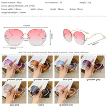 Load image into Gallery viewer, Oversized Rimless Sunglasses Women Brand Designer Big Frame Diamond Square Sun Glasses For Female