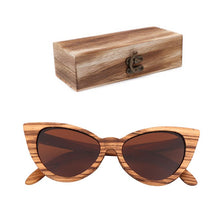 Carica l'immagine nel visualizzatore di Gallery, Polarized Sunglasses For Women Cat eye Sunglasses Wood Glasses With box Wooden ocularia solaria Gafas de sol