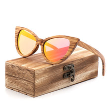 Carica l'immagine nel visualizzatore di Gallery, Polarized Sunglasses For Women Cat eye Sunglasses Wood Glasses With box Wooden ocularia solaria Gafas de sol