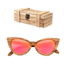 Carica l'immagine nel visualizzatore di Gallery, Polarized Sunglasses For Women Cat eye Sunglasses Wood Glasses With box Wooden ocularia solaria Gafas de sol