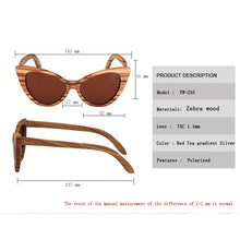 Carica l'immagine nel visualizzatore di Gallery, Polarized Sunglasses For Women Cat eye Sunglasses Wood Glasses With box Wooden ocularia solaria Gafas de sol
