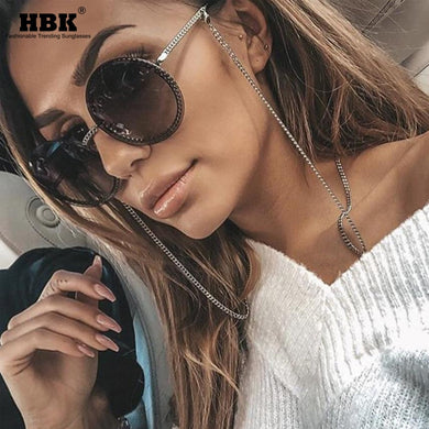 Round Sunglasses Women Vintage Retro Brand Designer Chain Metal Frame Shade Sun Glasses for Female Eyewear Men
