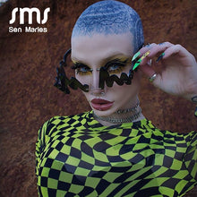 Load image into Gallery viewer, Wave Punk Sunglasses Women 2023 Rimless Sun Glasses red wave Shades For Vintage Men Women Unique Doodle Glasses