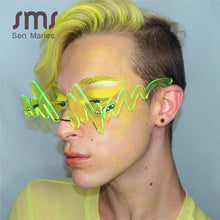 Load image into Gallery viewer, Wave Punk Sunglasses Women 2023 Rimless Sun Glasses red wave Shades For Vintage Men Women Unique Doodle Glasses