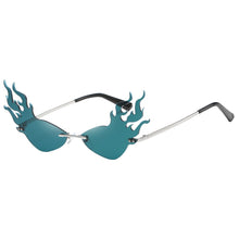 Load image into Gallery viewer, Luxury Flame Sunglasses Women Rimless Bat Sun Glasses Tears Shades Eyeglass Vintage Feather Sunglass Fire Shape Eyewear