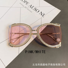 Load image into Gallery viewer, Half Frame Brand Designer Glasses Women Square Pearl Sunglasses for Female Rhinestone Oversized Eyewear Ladies INS очки