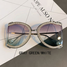Load image into Gallery viewer, Half Frame Brand Designer Glasses Women Square Pearl Sunglasses for Female Rhinestone Oversized Eyewear Ladies INS очки