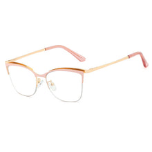 Carica l&#39;immagine nel visualizzatore di Gallery, Half Frame Cat Eye Anti Blue Light Optical Glasses Frames Women Men Designer Metal Eyeglasses