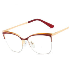 Carica l&#39;immagine nel visualizzatore di Gallery, Half Frame Cat Eye Anti Blue Light Optical Glasses Frames Women Men Designer Metal Eyeglasses