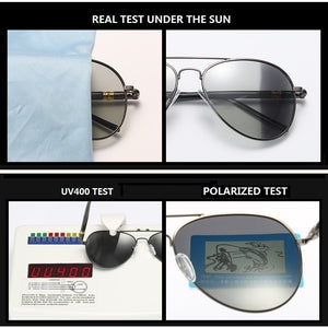 Men's Photochromic Polarized Sunglasses For Men Women Driving Chameleon Vintage Pilot Sun Glasses Fashing Hiking Goggles