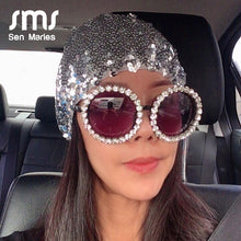 Load image into Gallery viewer, Oversize Round Sunglasses Women Handmake Rhinestones Sun Glasses Colorful Glasses Men Shades For Female Oculos
