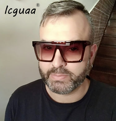 Oversized Brand Designer Sunglasses Leopard Gradient Sun Glass For Men Cool One Piece óculos de sol feminino Sunglasses