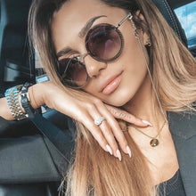 Load image into Gallery viewer, Oversized Round Sunglasses Women Retro Brand Designer Chain Metal Frame CHIC Sun Glasses For Female UV400 Oculos Eyewear