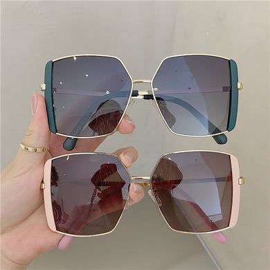 Oversized Square Sunglasses Men Women Vintage Metal Driving Sun Glasses Ladies Classic Polygon Eyewear Shades Gradient