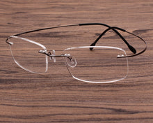 Load image into Gallery viewer, Pure Titanium 52mmGun Gray Gunmetal Silver Gold Golden Rimless Flexible Eyeglass Frame Optical Eyewear Spectacles RX-able