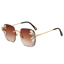 Load image into Gallery viewer, Rhinestone Square Rimless Sunglasses Brand Designer Big Diamond Sun Glasses Pink Shades for Women Eyeglasses