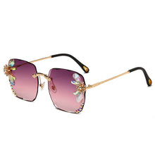 Load image into Gallery viewer, Rhinestone Square Rimless Sunglasses Brand Designer Big Diamond Sun Glasses Pink Shades for Women Eyeglasses