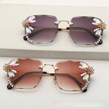 Load image into Gallery viewer, Rhinestone Square Rimless Sunglasses Brand Designer Big Diamond Sun Glasses Pink Shades for Women Eyeglasses