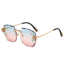 Load image into Gallery viewer, Rhinestone Square Rimless Sunglasses Brand Designer Big Diamond Sun Glasses Pink Shades for Women Eyeglasses