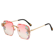 Load image into Gallery viewer, Rhinestone Square Rimless Sunglasses Brand Designer Big Diamond Sun Glasses Pink Shades for Women Eyeglasses