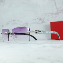 Carica l&#39;immagine nel visualizzatore di Gallery, Occhiali da sole quadrati con strass Legno corno di bufalo Diamond Carter Occhiali da sole ghiacciati Occhiali da sole da uomo senza montatura 