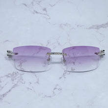 Carica l&#39;immagine nel visualizzatore di Gallery, Occhiali da sole quadrati con strass Legno corno di bufalo Diamond Carter Occhiali da sole ghiacciati Occhiali da sole da uomo senza montatura 