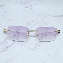 Carica l&#39;immagine nel visualizzatore di Gallery, Occhiali da sole quadrati con strass Legno corno di bufalo Diamond Carter Occhiali da sole ghiacciati Occhiali da sole da uomo senza montatura 