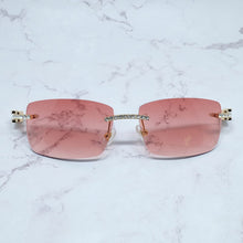 Carica l&#39;immagine nel visualizzatore di Gallery, Occhiali da sole quadrati con strass Legno corno di bufalo Diamond Carter Occhiali da sole ghiacciati Occhiali da sole da uomo senza montatura 