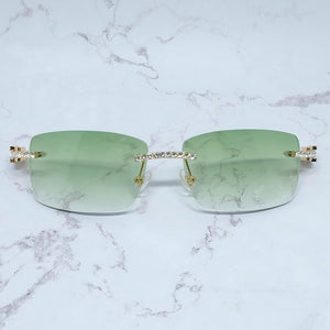 Occhiali da sole quadrati con strass Legno corno di bufalo Diamond Carter Occhiali da sole ghiacciati Occhiali da sole da uomo senza montatura 